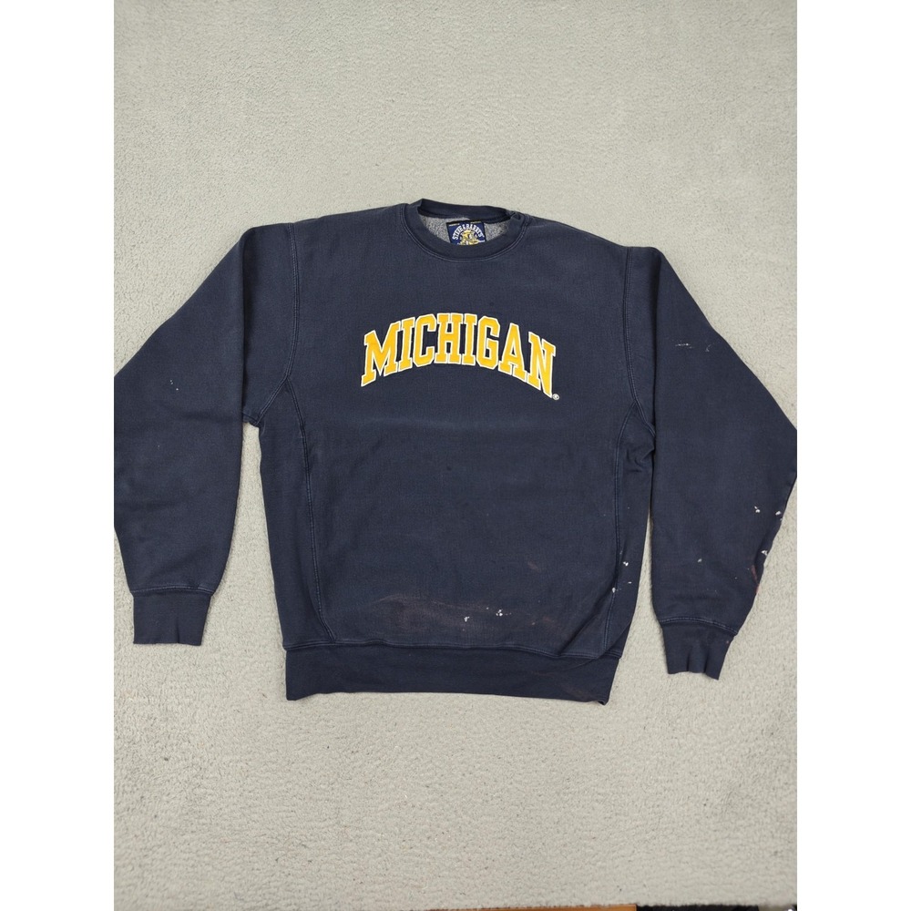 Vintage Steve &‎ Barry's Sweatshirt Mens Medium Blue Michigan Fleece Pullover